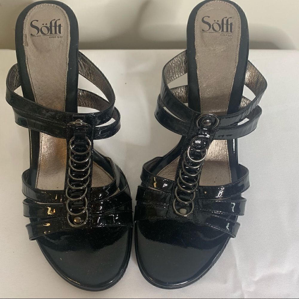 Sofft Isola Black Patent Leather Dress Sandals 11